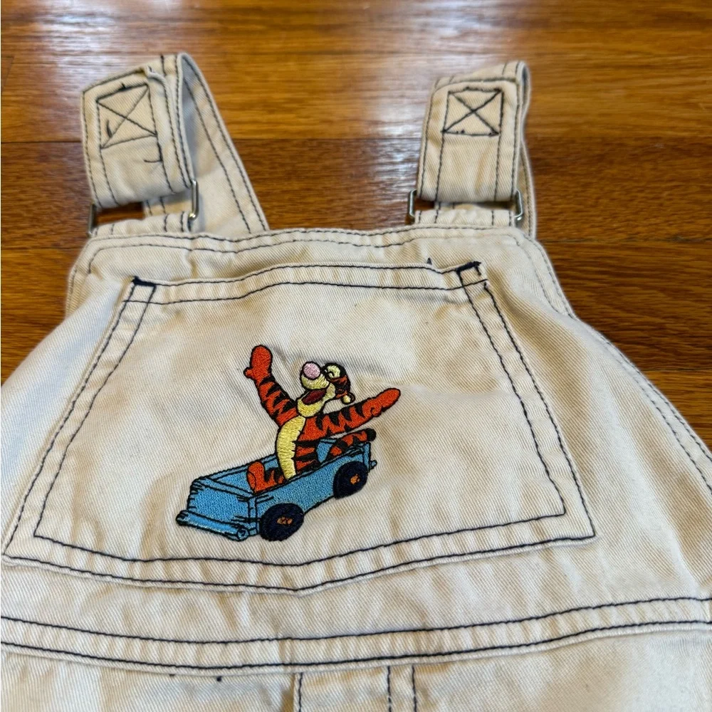 Vintage 90s Tigger Disney Character Overalls 2T Cartoon Shortalls